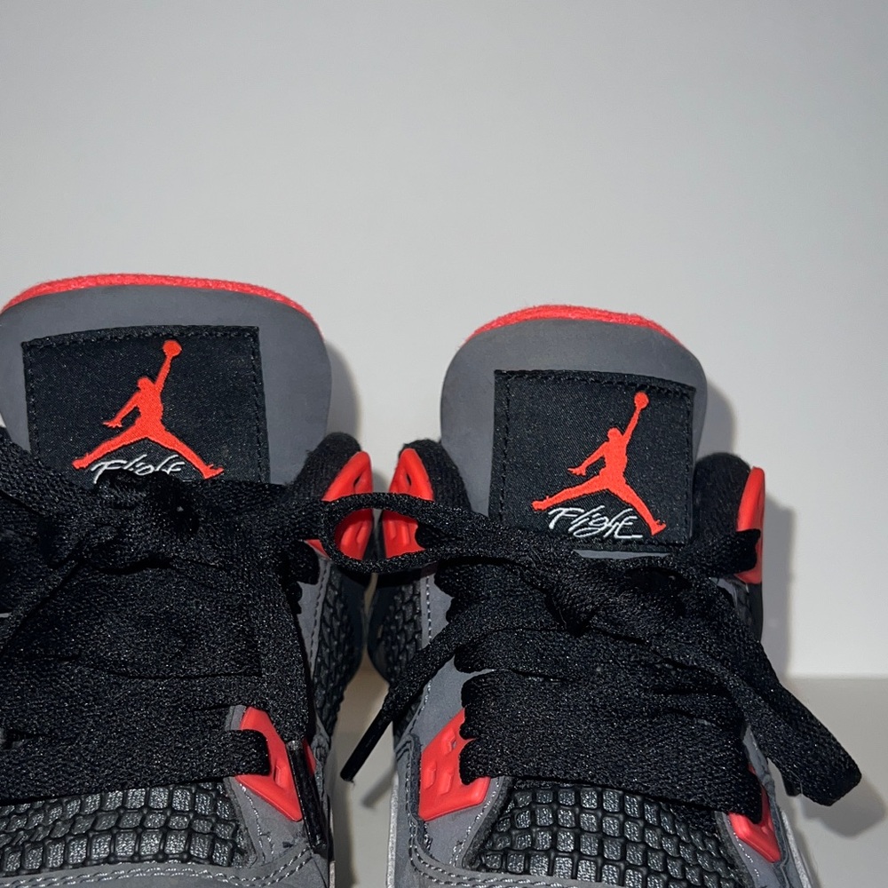 Air Jordan Flight 4 Retro "Infrared" Black Grey Red Youth GS Size 3.5Y - Picture 10 of 10
